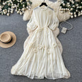 Qianjin feng accessible luxurysense of designstereo flower dress female summerlong sleeveshigh waista-line skirteleganceelegant