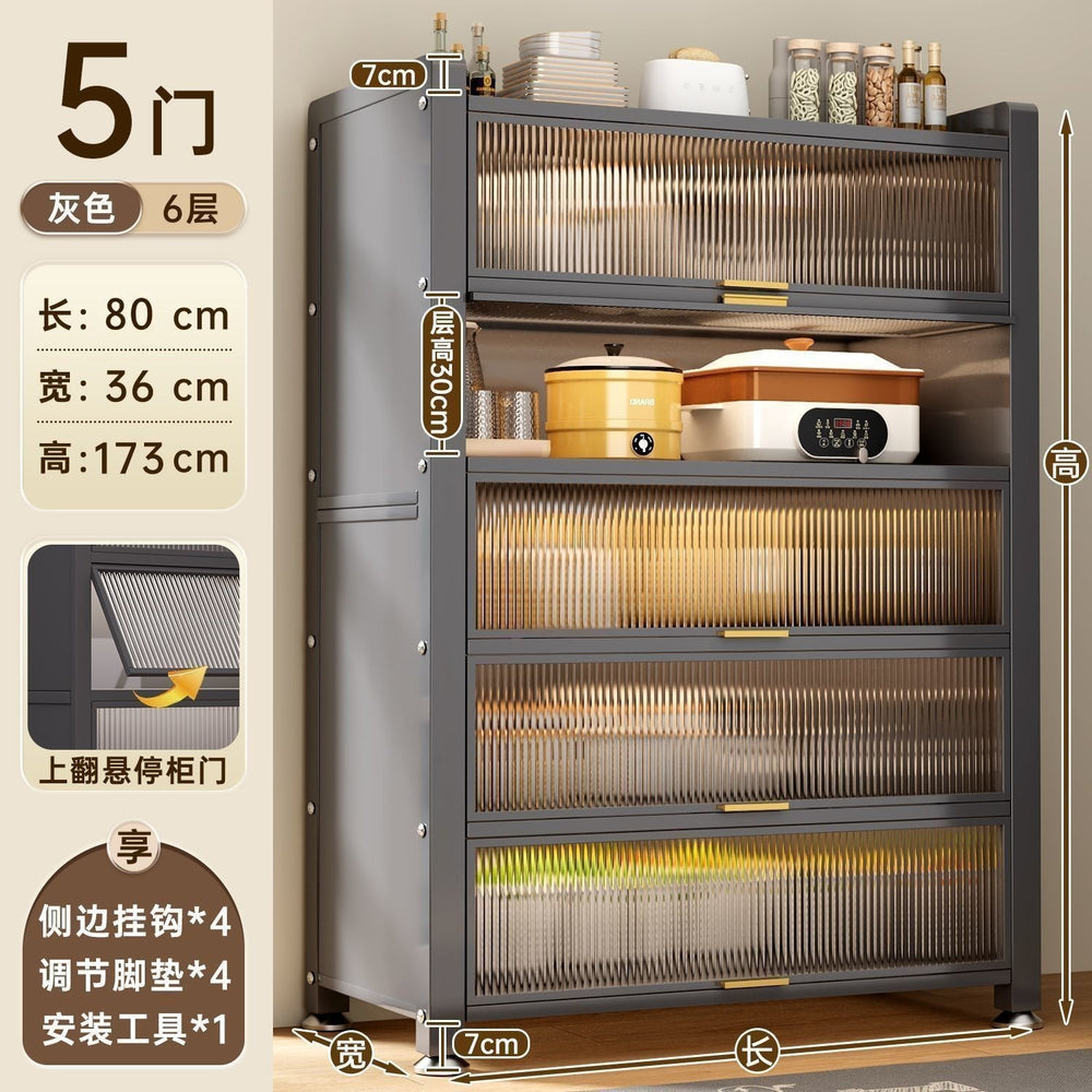 Best sellingfor homekitchen rack cabinet steel multi-layer thickened cupboard pulley storage cabinet microwave oven storage cabinet