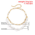 Simple and elegant special-shaped imitation pearl necklace, cool style multi-layer chain necklace, fashion cross-border