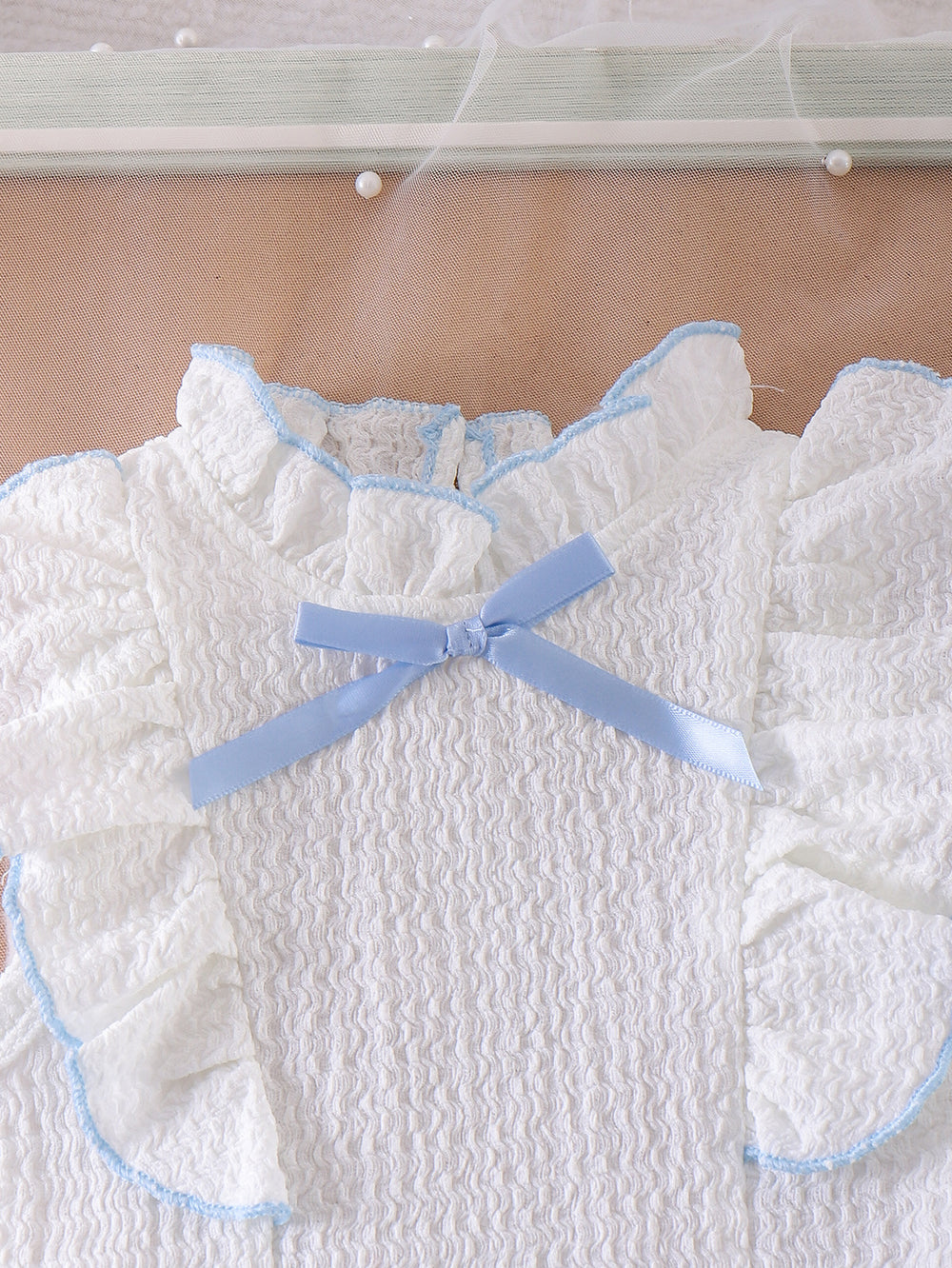 Kids clothing  cross-border new arrivalfashionspring & fallgirl white vest blue skirt two-piece set