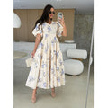 Ebay  fashionnew arrival short-sleeved printing strap large swing dress