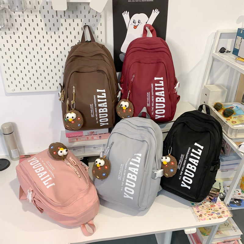 School bag for girls, junior high school students, middle school students, large capacity, versatile burden reduction, fashion trend, high school college students, backpack