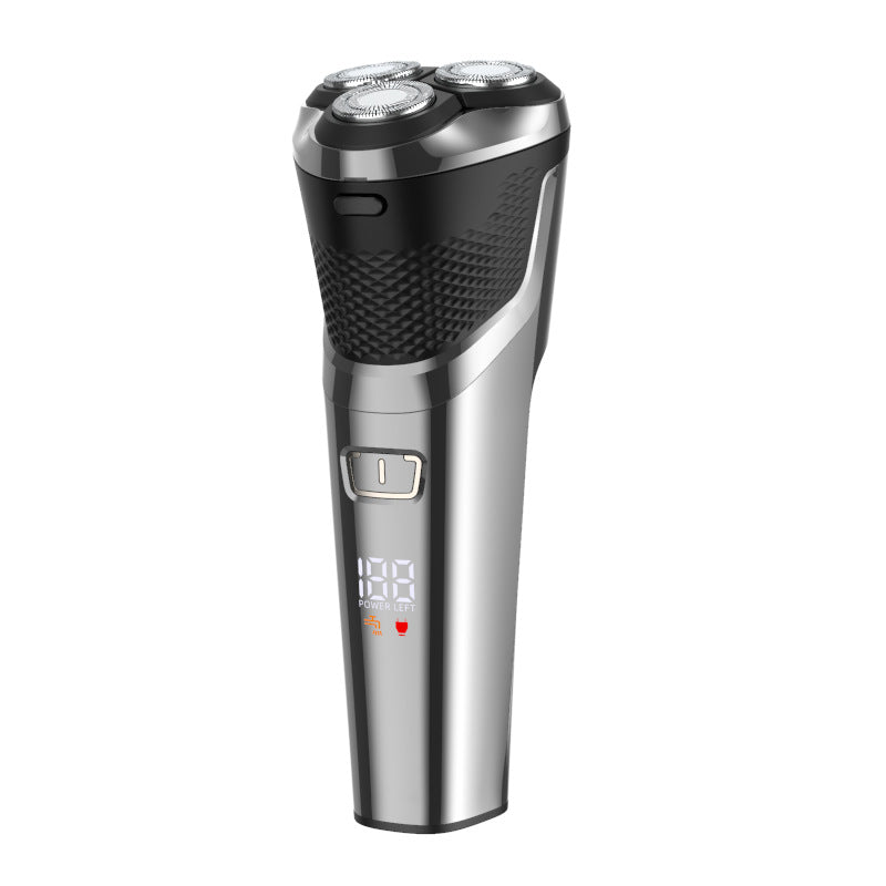 Full body washable electric shaver, rechargeable razor with floating triple-blade head, beard trimmer, 60-minute battery life