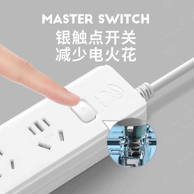 16a high-power 4000w multi-function power strip with socket converter for air conditioners, water heaters, induction cookers, and more