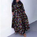 women's autumn fashion dress: european and american style, plus size, stylish print, elegant, tie-waist, a-line silhouette, suitable for cross-border e-commerce