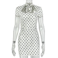 Fashion style insexport street style women's clothing simple fashion waist a-line skirt strap polka dot shortdress