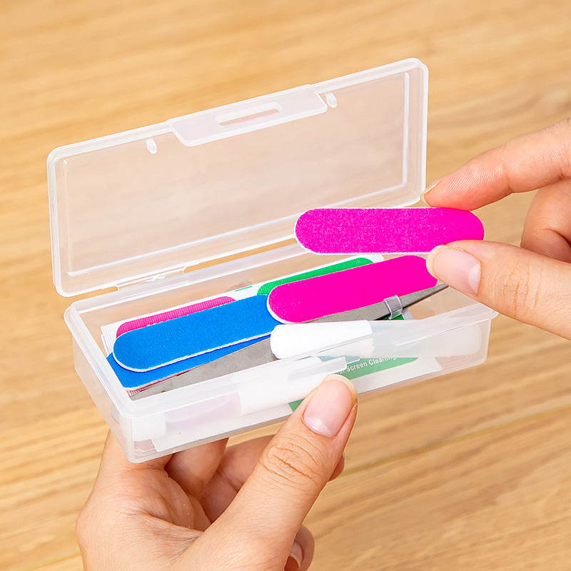 Desktop Flip Nail Art Jewelry Storage Box Plastic Transparent Large Flat Accessories Nail Art Wear Nail Storage Box