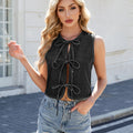European and american cross-border e-commerce women's summer new arrivals:  &  washed denim tie-up vest, versatile top