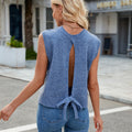 European and american cross-border e-commerce summer new women's tank top   knitted back slit sweater top