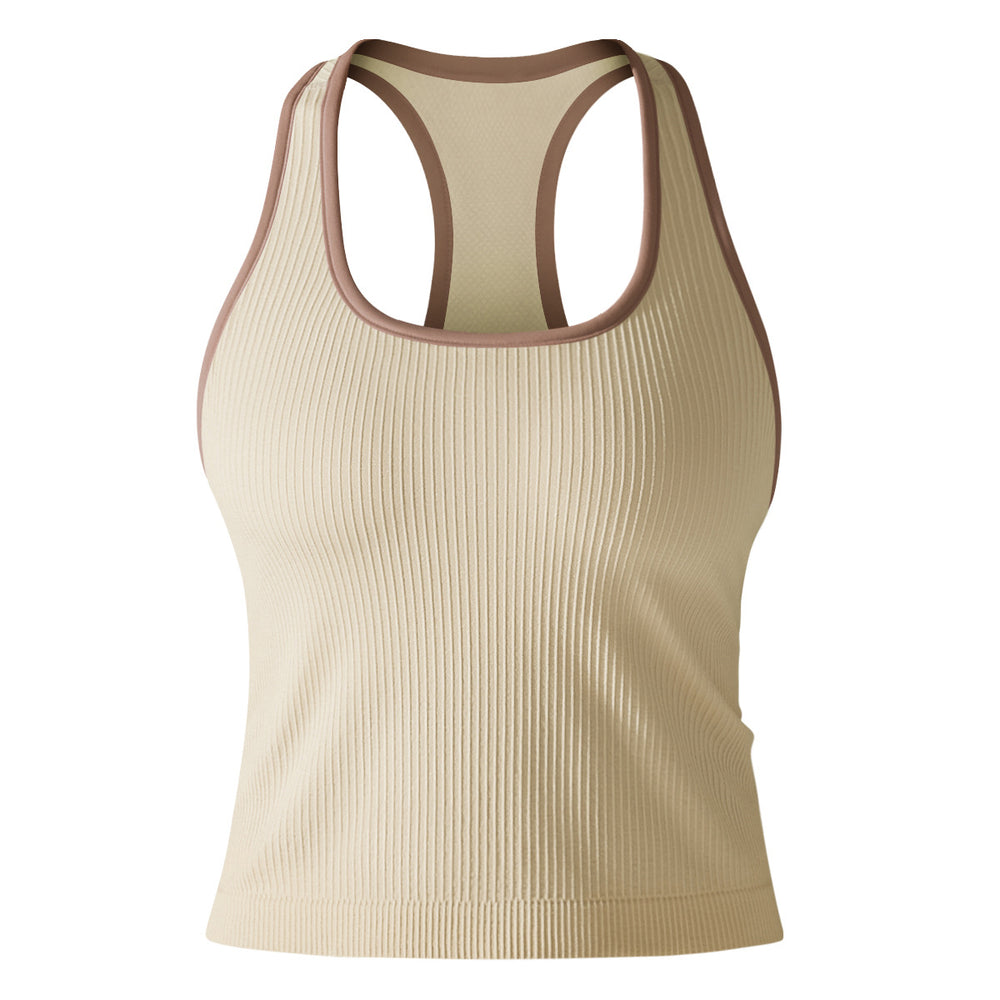 fashionpure color thread high elastic tight i-shaped long vest sports running fitness yoga wear tops for women
