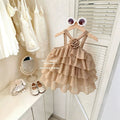 Sleeveless dress  girls' summer outfit new summer children's princess style chic baby beach dress
