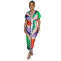 X6660 special offer: no returns or exchanges. please purchase with care. fashionable women's v-neck printed slit pleated maxi dress