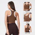 Contrast color racerback yoga tank top - women's shockproof, anti-sag, high-impact, push-up sleeveless sports fitness top d25055