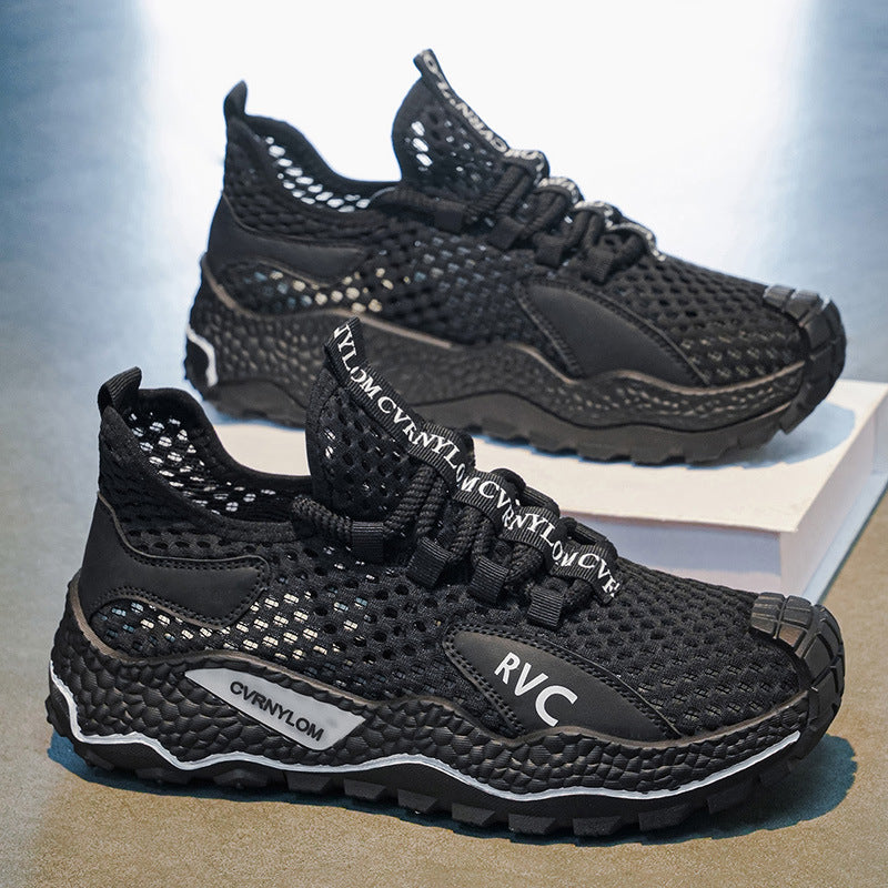 Men's shoes 2026 summer lightweight breathable mesh hollow-out sneakers athletic casual men's running shoes trendy lightweight shoes