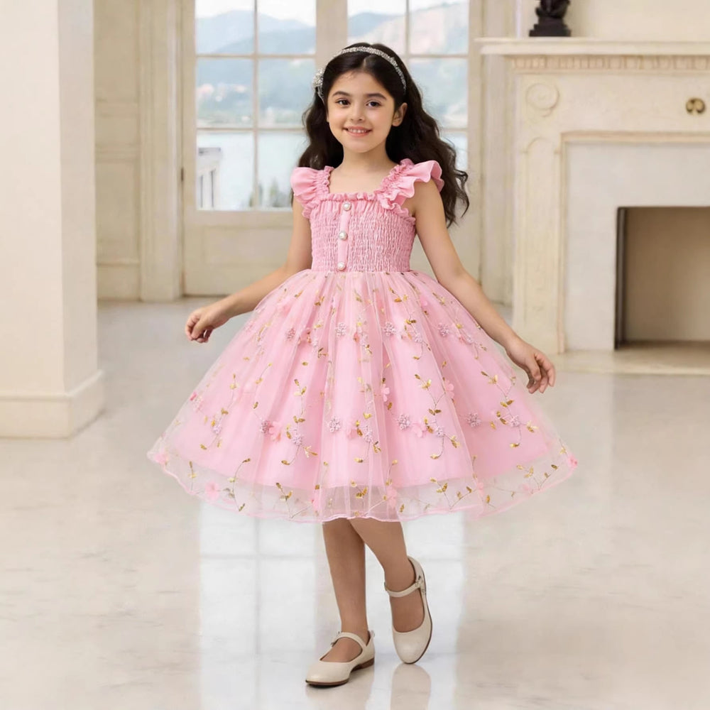 Girls' dress for toddlers and young children, ruffled cami top with mesh skirt