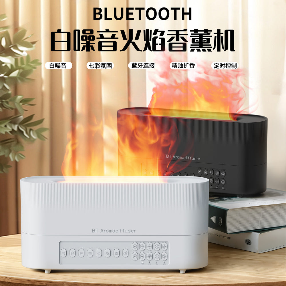 new arrival white noise flame aromatherapy machine for home desktop large fog volume flame humidifier aromatherapy machine wholesale