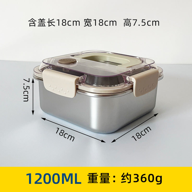 Portable 304 stainless steel square food container - airtight, leak-proof lunch box for refrigerator storage and on-the-go meals