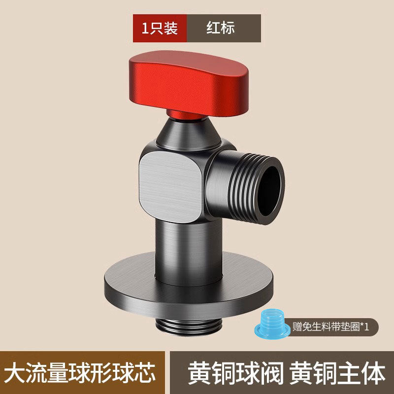 Brass ball core angle valve large flow full open triangle valve water heater special control valve 4 points angle valve one in one out
