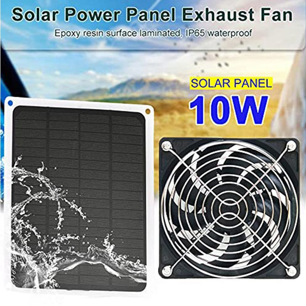 10W solar panel chicken coop fan waterproof small exhaust fan with protective mesh for pet kennel greenhouse