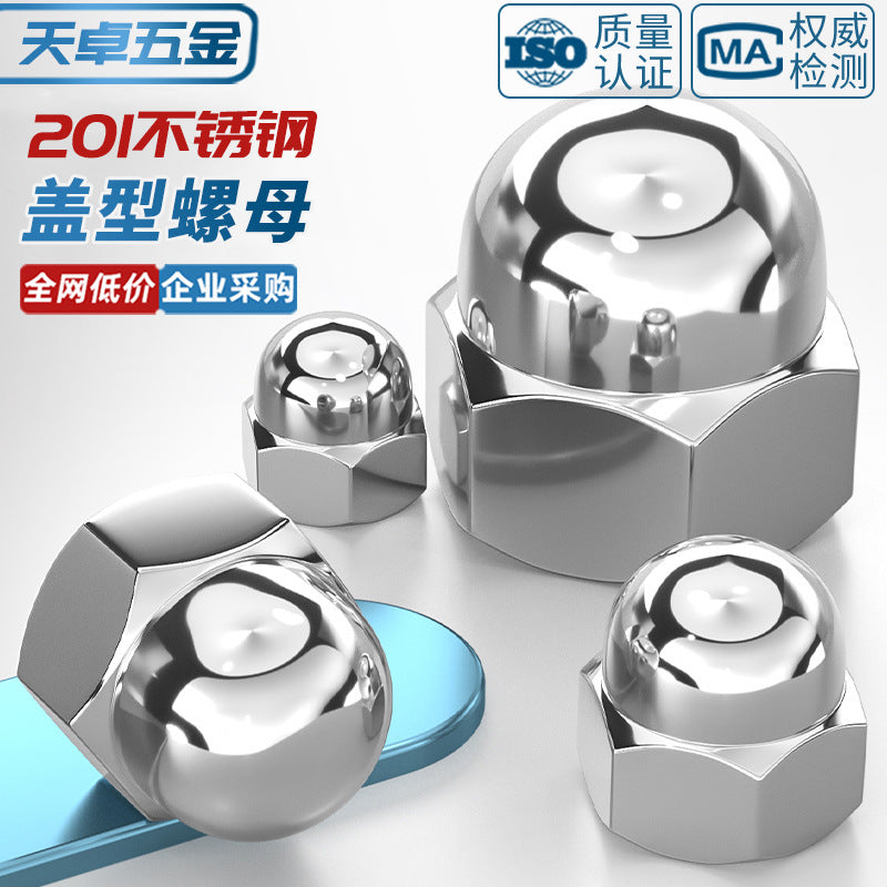201 stainless steel round ball head hexagonal cover type nut decorative screw cap female cap integrated M4M5M6M8M24
