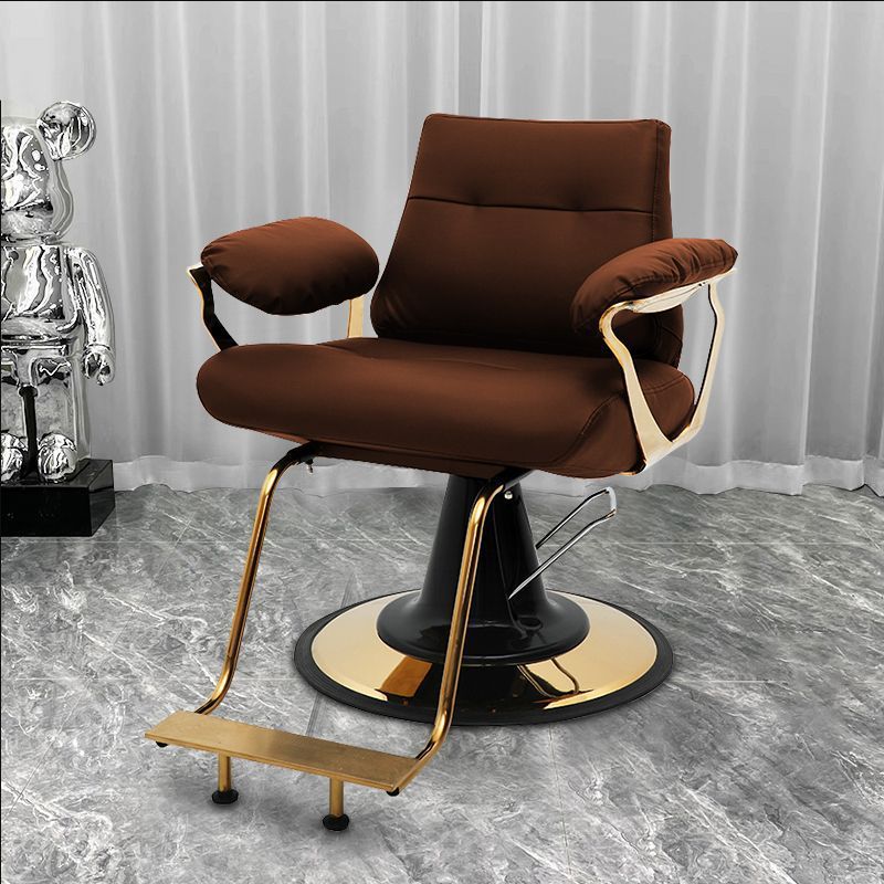 Influencer-approved barber chair - stainless steel, high-end salon chair for perming, dyeing, and cutting. features adjustable height, swivel function, and thickened padding. perfect for professional hair salons