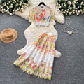 French chic lace print two-piece set: women's summer short-sleeve, designer-inspired, age-defying, slimming, and commute-friendly skirt suit