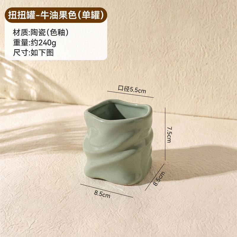 304 food grade stainless steel twisted fruit fork set creative colorful storage cup ceramic cup holder wholesale