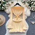 Premium inner layer autumn/winter sweater dress -  new sexy slimming ruffle long sleeve knitted dress