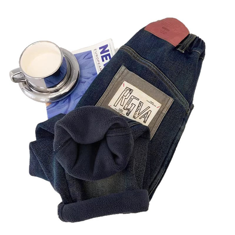 Boys' jeans spring collection - spring/autumn style  new arrival - mid-to-large size children's korean style fleece-lined thickened trousers