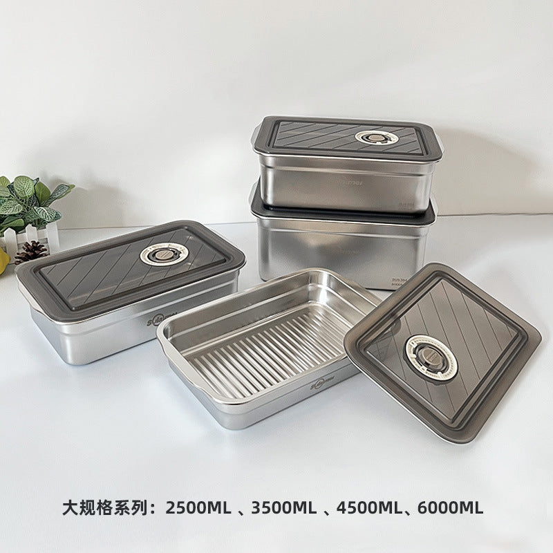 304 stainless steel food storage container - commercial grade, large capacity, rectangular kitchen organizer, lunch box with lid, airtight sealed storage box