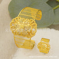 Middle east dubai new arrival cuff bracelet ring nigerian wedding bride flower heart shaped bracelet jewelry