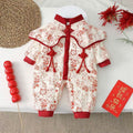 Baby winter baby girl full month fall and winter hundred days dress one-piece princess medium thick chinese style one year old outing one-piece