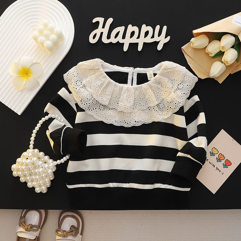 Girls' spring/autumn sweatshirt -  new stylish children's wear - korean style striped autumn top for baby girls and kids