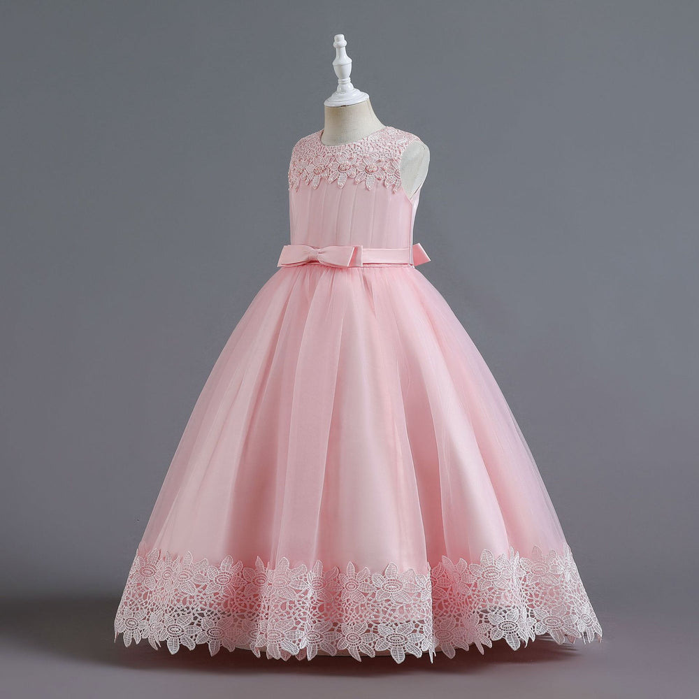 European and american new children's dress, kids' formal gown, lace princess dress, girls' high-end newborn party piano performance dress