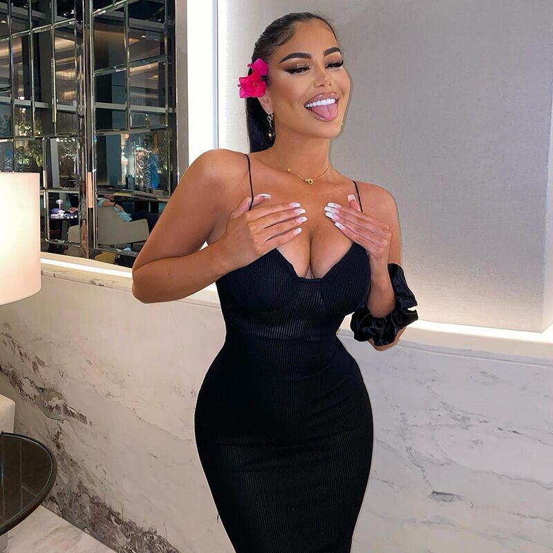 Export fashion women's clothing  summer new style bandeau camisole maxi dress, stylish solid color slim-fit bodycon dress for women