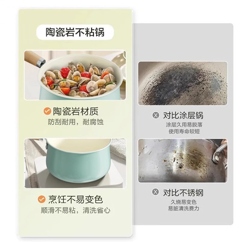 Ceramic saucepan - non-stick, perfect for baby food, instant noodles, and warming milk. suitable for gas and induction cooktops