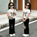 new girls' t-shirt and pants two-piece set - kids' fashion korean style children's clothing trendy bow detail