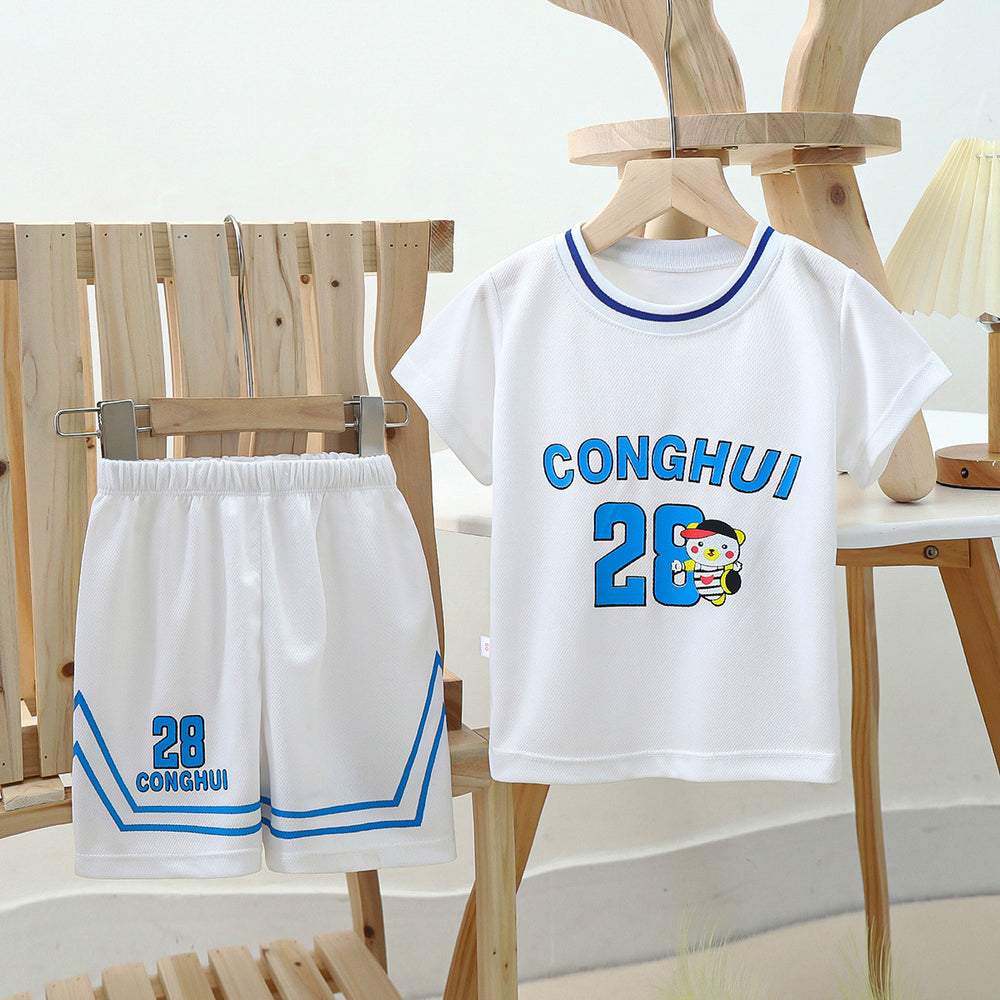 new kids' basketball jersey set - boys' and girls' summer quick-dry mesh outfit - short sleeve sports clothing for children and teens