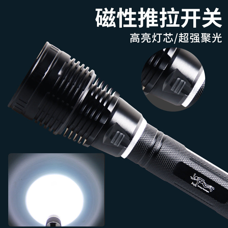 Cross-border diving flashlight XHP-70 strong light flashlight, aluminum alloy LED flashlight high-power professional flashlight