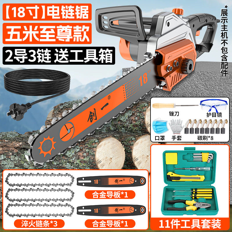 Chuangyi electric chain logging saw high power for home saw wood handheld 220v small electric chain saw electric chain saw