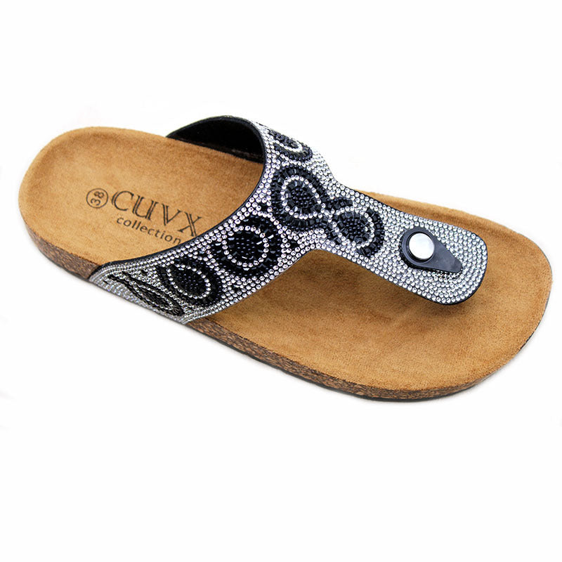 high-quality wholesale spot goods平底夹趾时尚水钻勃肯鞋女鞋