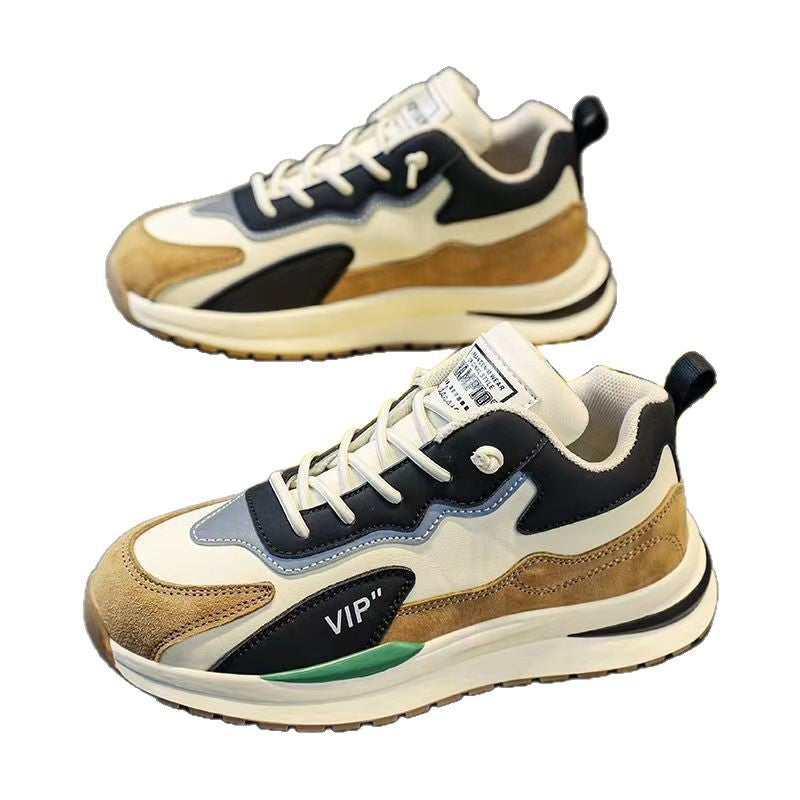 Men's leather sneakers - spring 2025 new collection: casual, youthful, running, chunky sole, dad shoes, trendy ins style