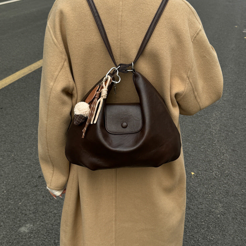 High-end retro large-capacity backpack for women, new 2025 autumn/winter versatile multi-functional crossbody tote bag