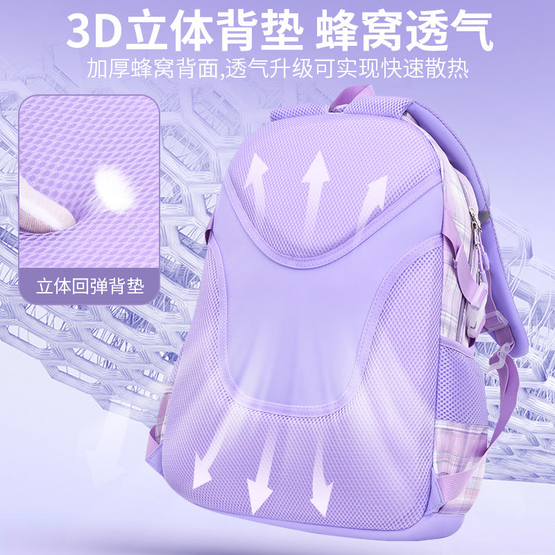 Primary and secondary school girls, grades 1, 2, 3 to 6, children's schoolbag, shoulder spine protection, large-capacity backpack, ultra-light