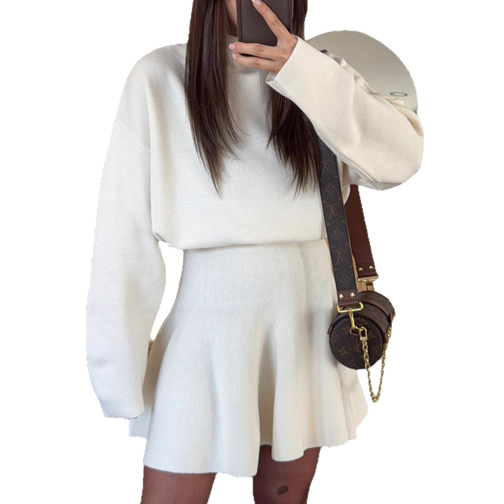 2025 new european and american casual resort style knit long sleeve mini dress women's autumn/winter amazon independent store