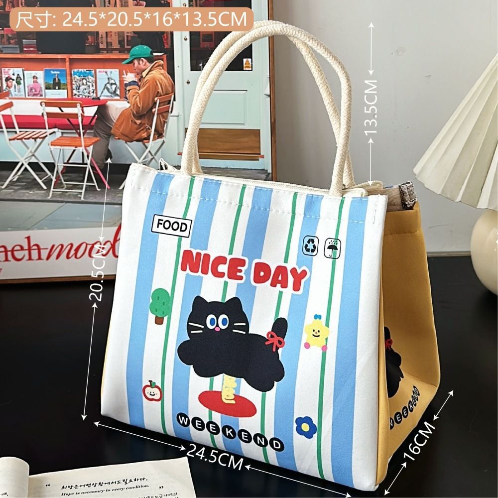 Cute bento bag, student office workers go out to bring meals, lunch bag, thickened thermal insulation bag, large-capacity portable lunch box bag
