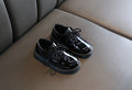 Kids' shiny leather dress shoes - unisex, british style, lace-up, black & white, soft sole, non-slip, perfect for school & performances