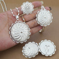 four-piece set ethiopian silver necklace pendant bracelet earrings ring classic jewelry suit