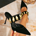 Huizhou aliexpress high heel sandals women's black stuffedfashioncasual pointed toe slip-on women's shoes cross-border exclusive