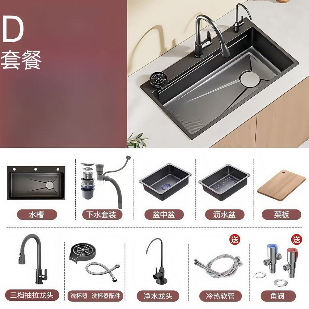 Kitchen sink large single slot honeycomb embossed 4mm thickened 304 countertop middle and lower stainless steel dishwashing sink vegetable basin